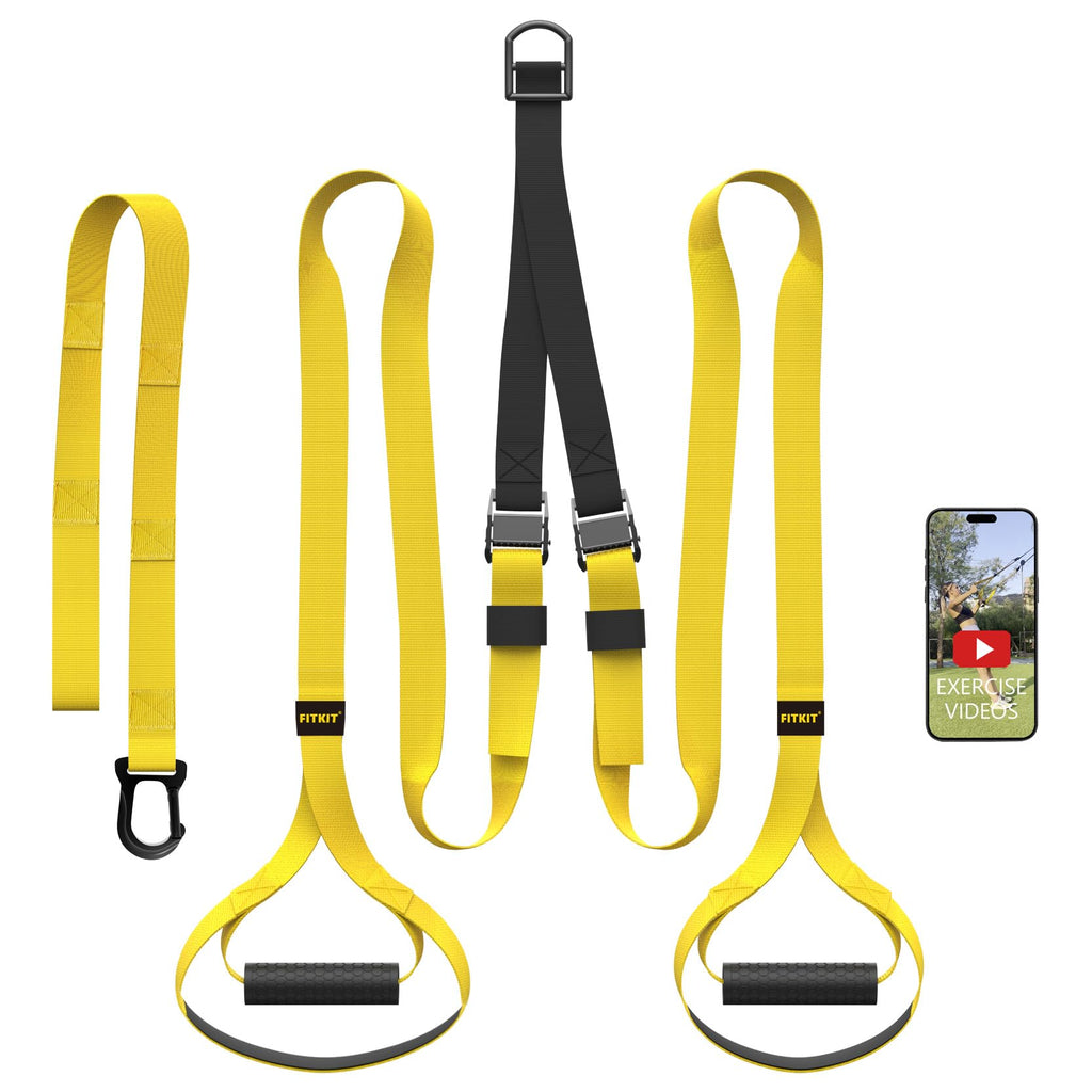FITKIT Bodyweight Training Kit | Home Resistance Straps - Yellow