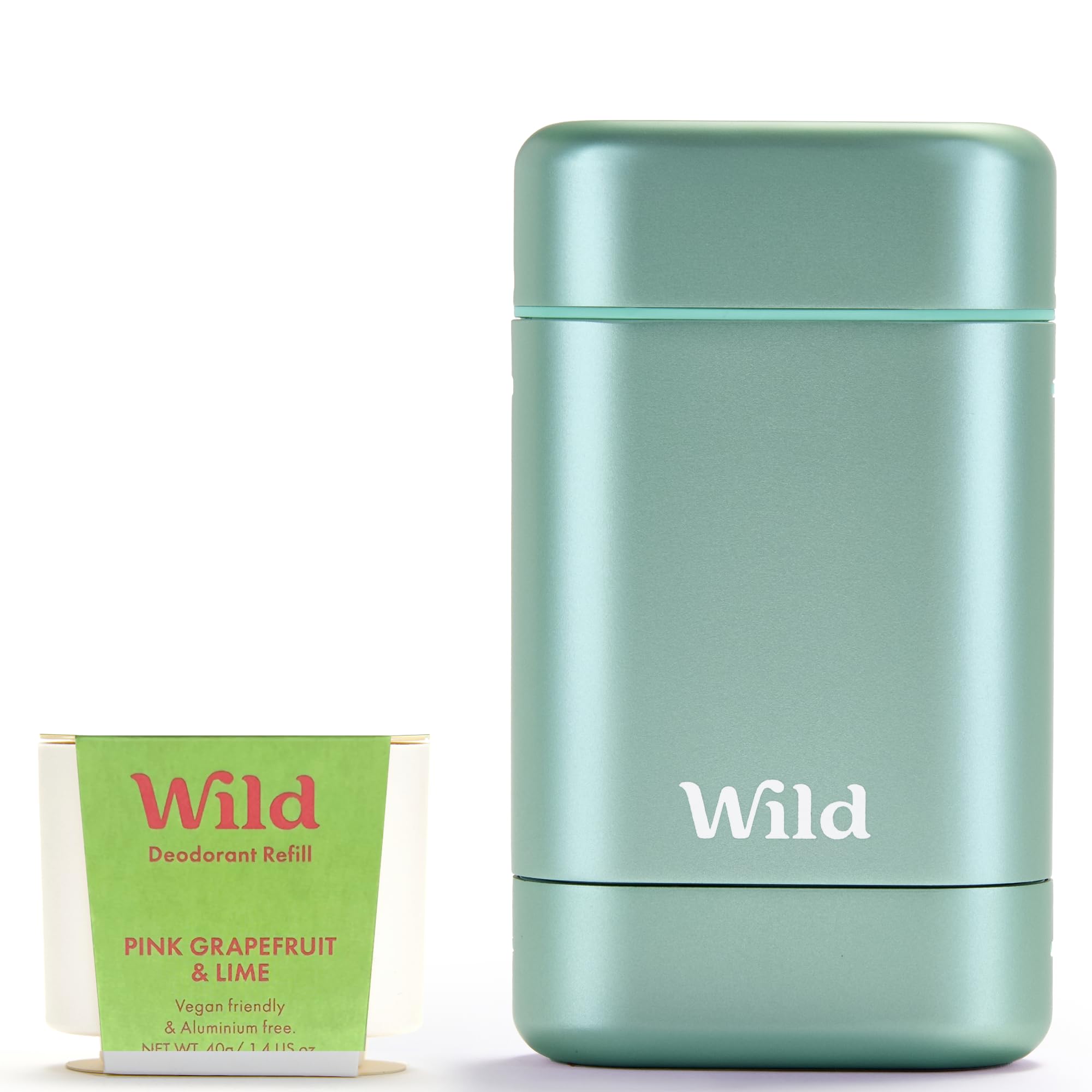 Wild Natural Refillable Deodorant Starter Kit - Aqua Case & Lime