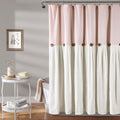 Lush Decor Linen Button Shower Curtain | Modern Farmhouse Cotton Blend