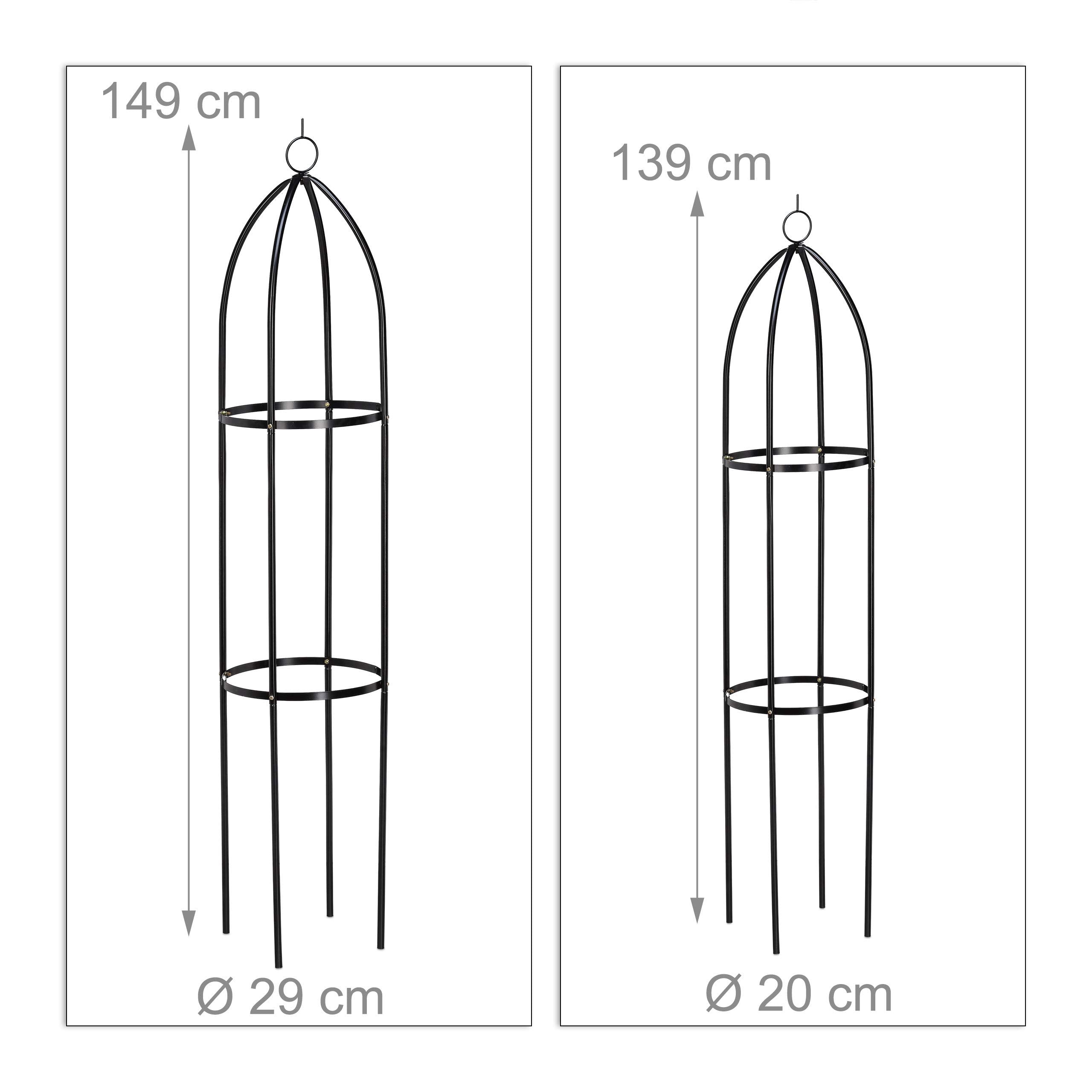 Relaxdays Metal Garden Trellis Tower Set of 2 - Black Rose Obelisk
