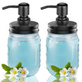 2-Pack Mason Jar Soap Dispenser – 16oz Glass with Rustproof Pump