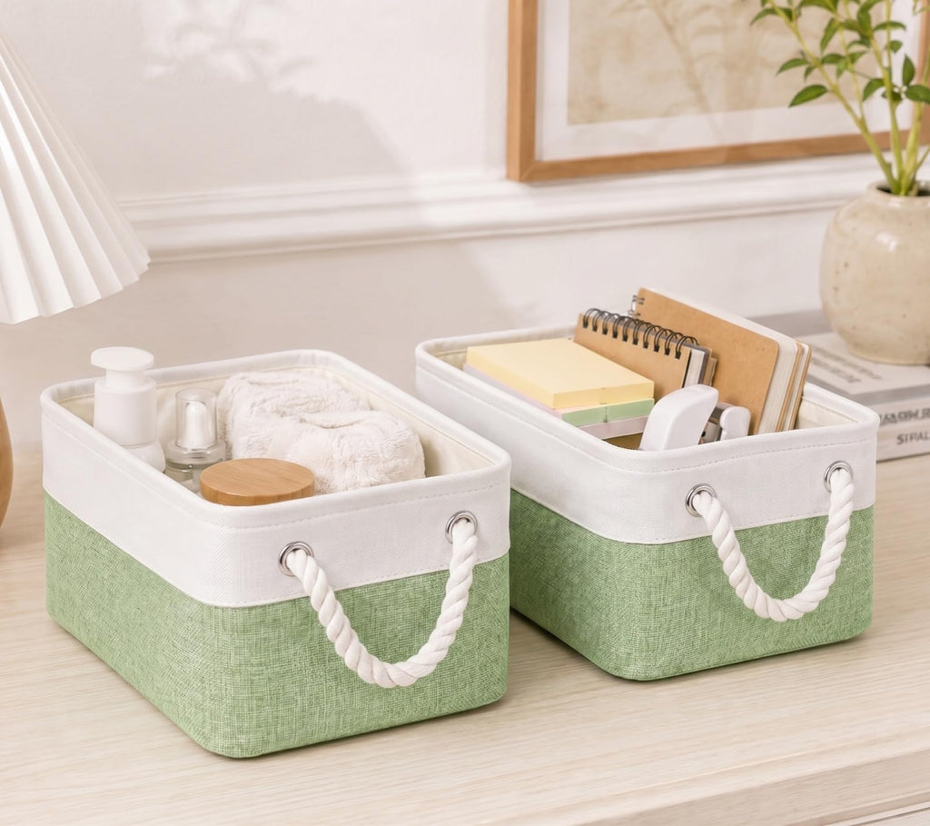 SOCOHOME Fabric Storage Box, Small Storage Basket with Handles for Shelves Toy, Wear-Resistant and ReinforcedS, 4 Pack - image 2