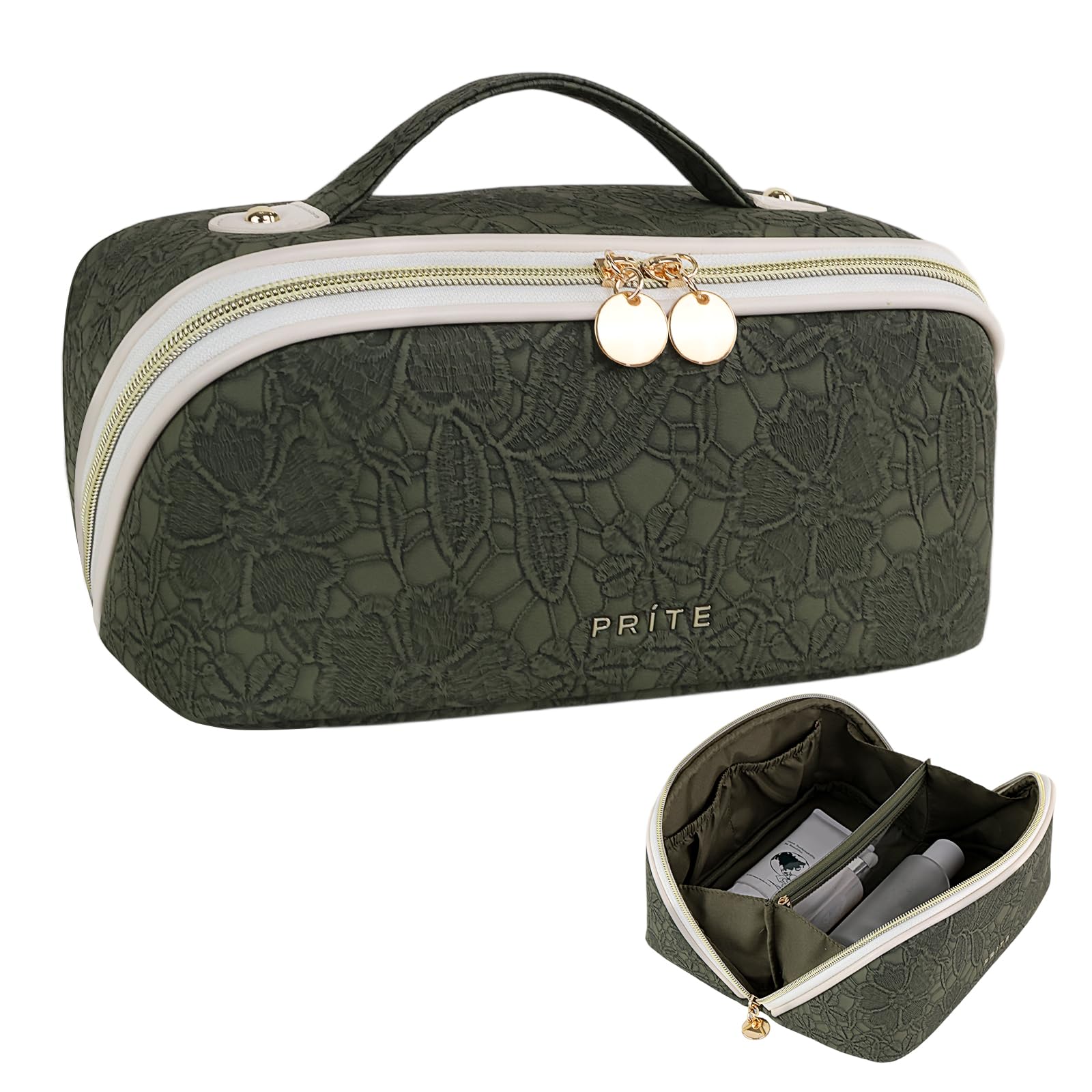 Large Travel Makeup Bag – Waterproof PU Leather Toiletry Case