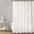 Lush Decor Ruffle Flower Shower Curtain | White Shabby Chic Floral, 72x72
