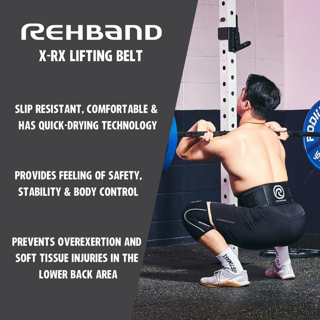 Rehband Weight Lifting Belt – Heavy Duty Powerlifting Gym Belt, Black
