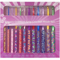 igadgitz home 12-Piece Ergonomic Crochet Hook Set (2-8mm) – Floret Pattern