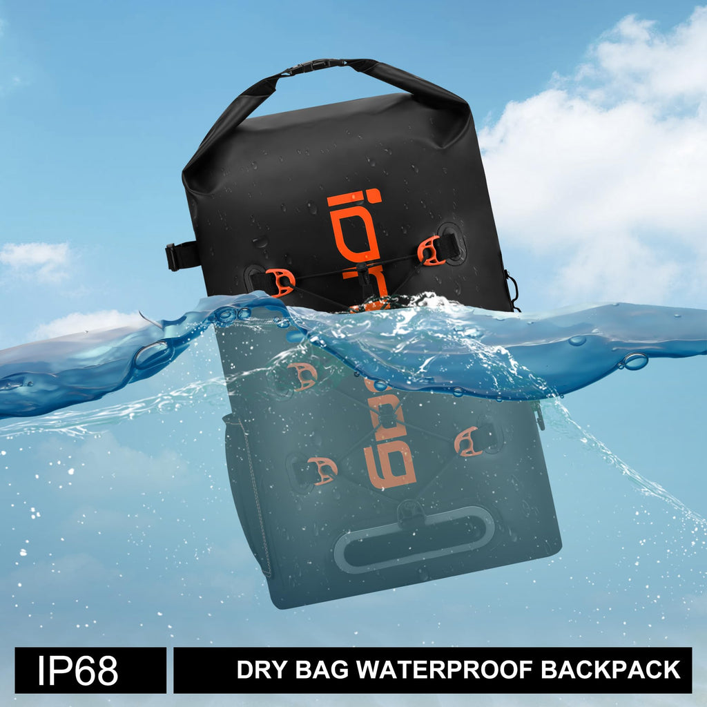 IDRYBAG Waterproof Backpack – 30L IP68 Dry Bag for Kayaking and Boating