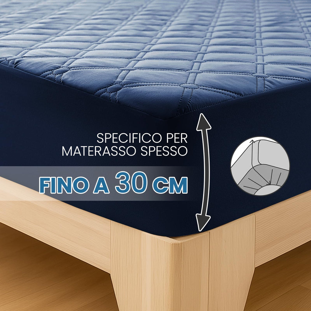 Ystyle Fitted Sheet 180 x 200 cm, Microfibre, Fitted Sheet - Mattress Height up to 30 cm, Navy Blue