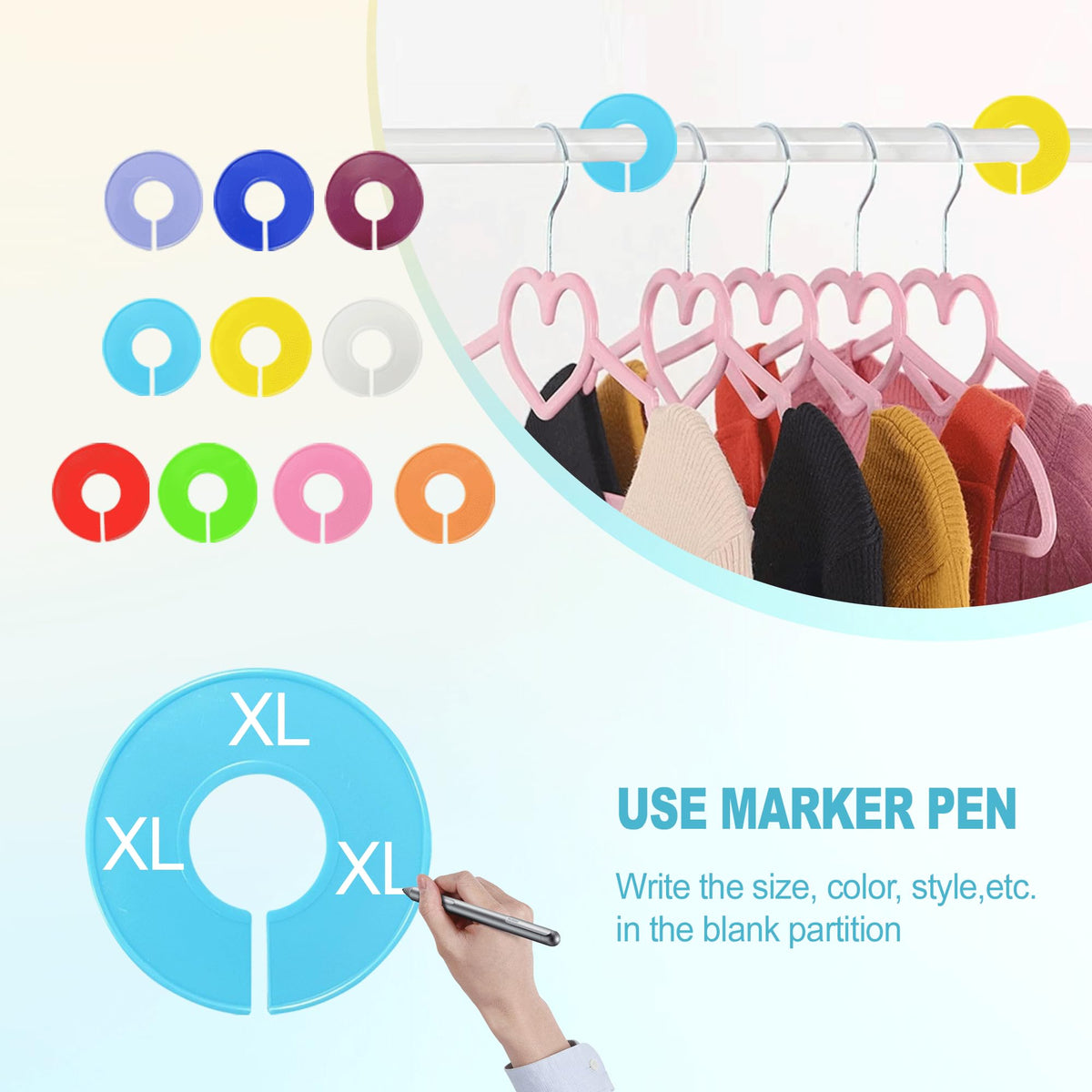 Wardrobe Dividers Round Clothes Rail Dividers, 10 Colors, 10PCS - image 4