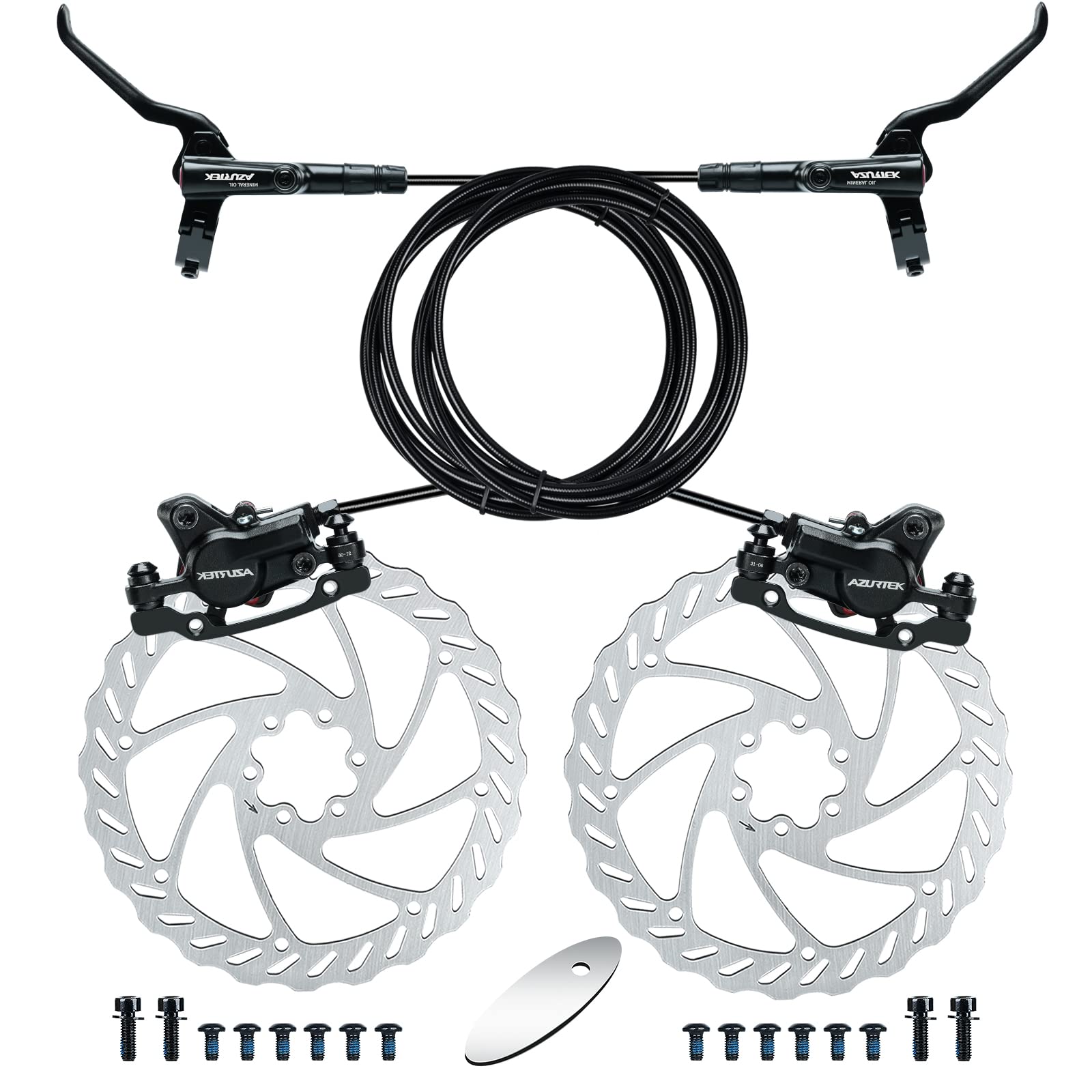 RUJOI Hydraulic Bike Disc Brake Kit - Aluminum Alloy Set with 160mm Rotors