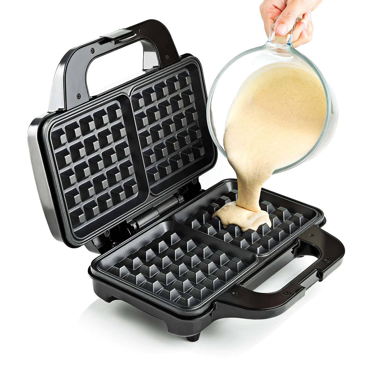 Global Gourmet Square Waffle Maker - 1000W Electric Non-Stick Machine