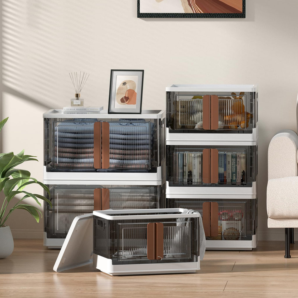HAIXIN 45L Stackable Storage Box with Lids – Foldable Plastic Organiser