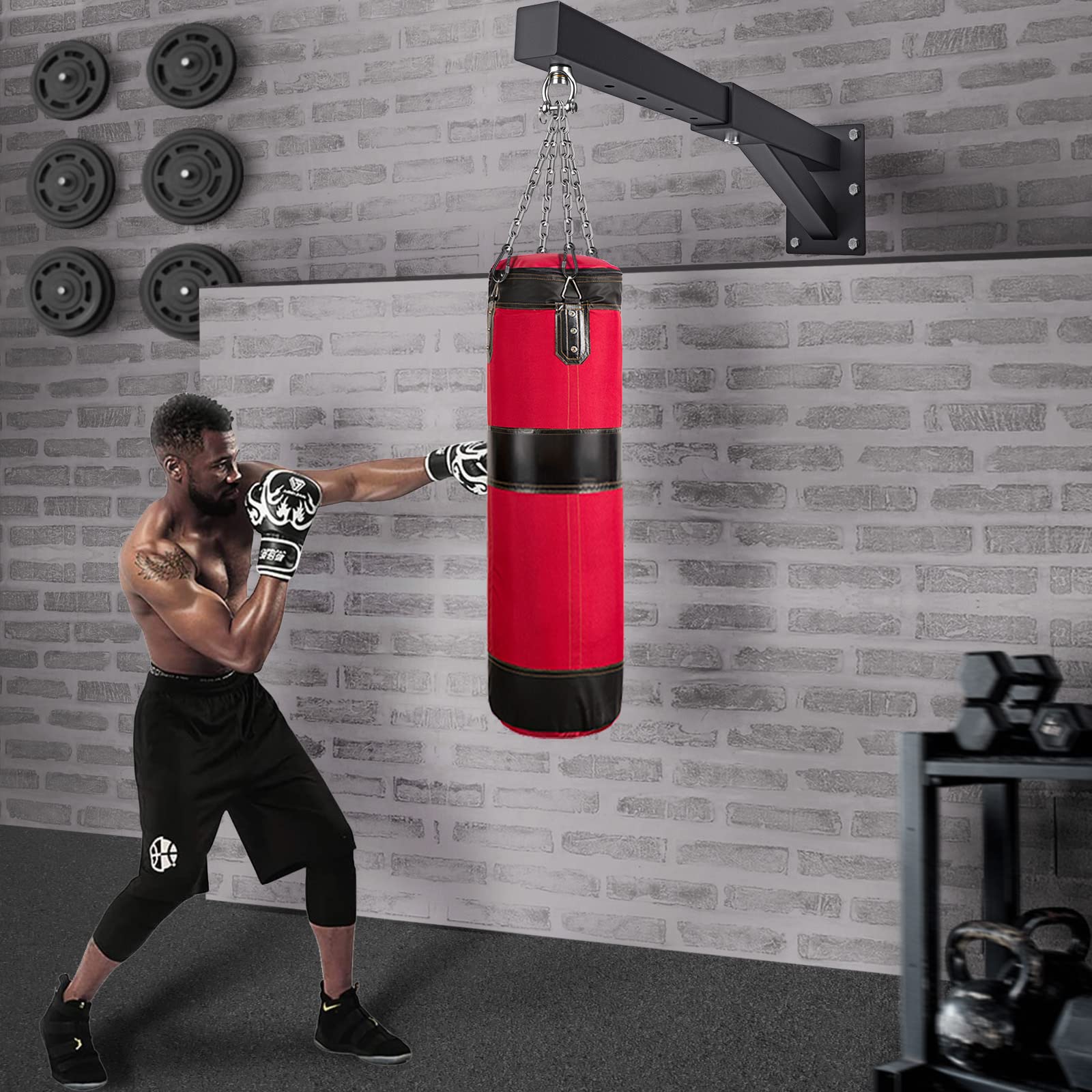 SELEWARE Heavy Bag Wall Mount - Adjustable Steel Punching Bag Hanger