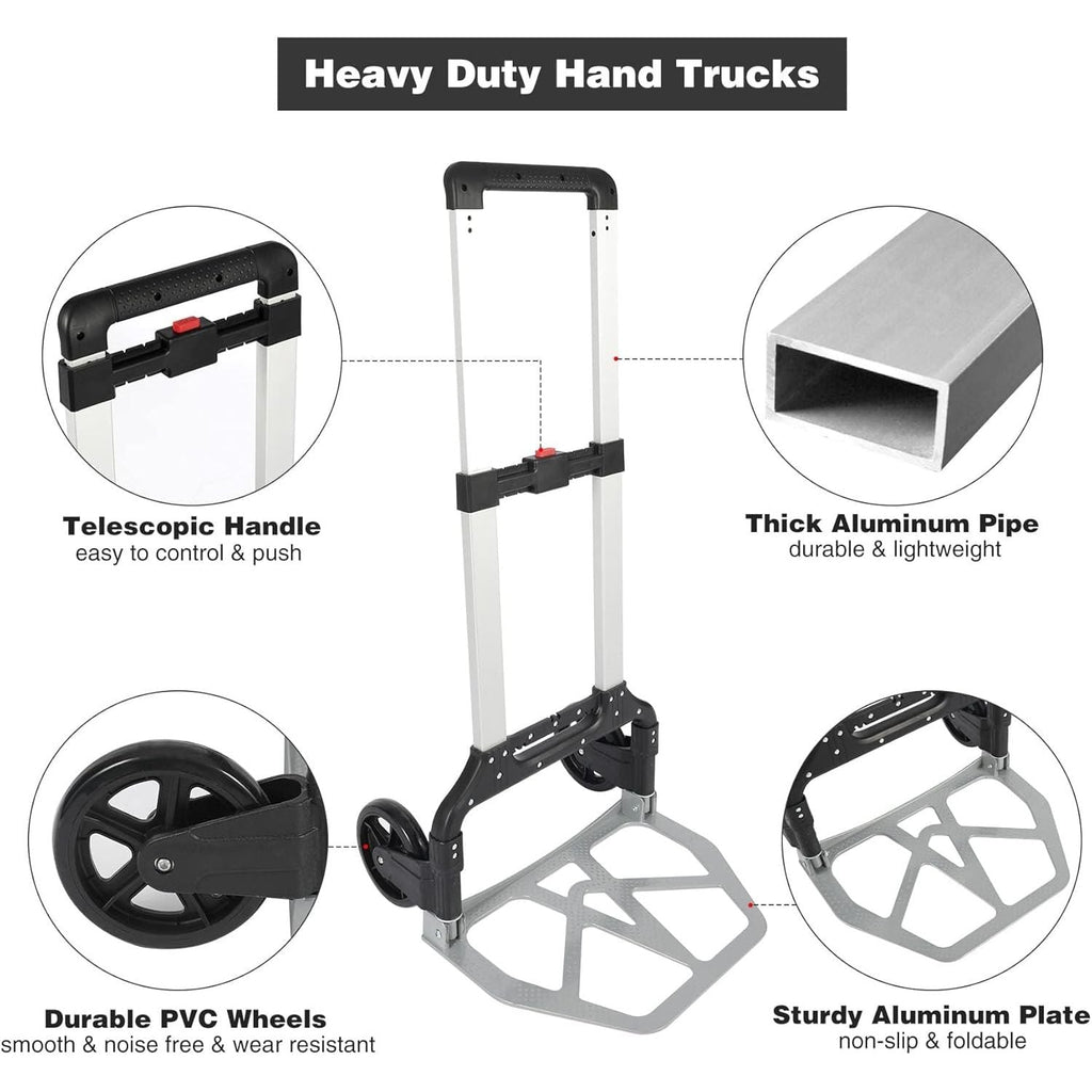 REDCAMP Heavy Duty Folding Hand Truck | 330lbs Capacity Aluminum Dolly