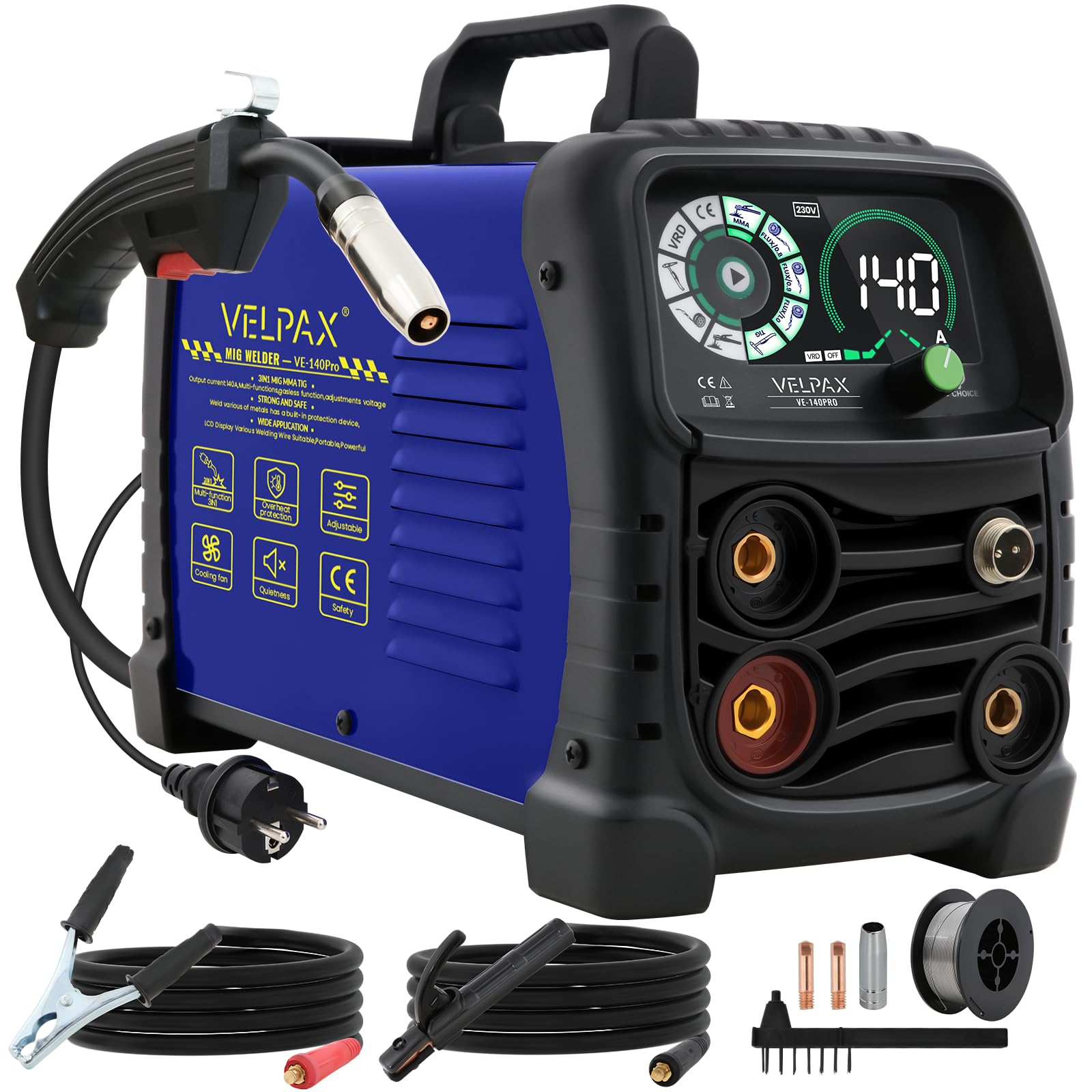 Jolof Store 140A 3-in-1 MIG Welder | Portable Gasless Flux Core Machine