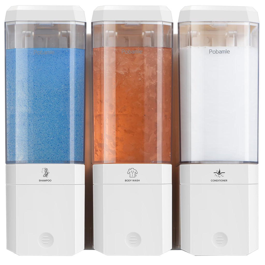 Jolof Store Wall Mounted Shower Soap Dispenser | 3-Chamber No-Drill ABS