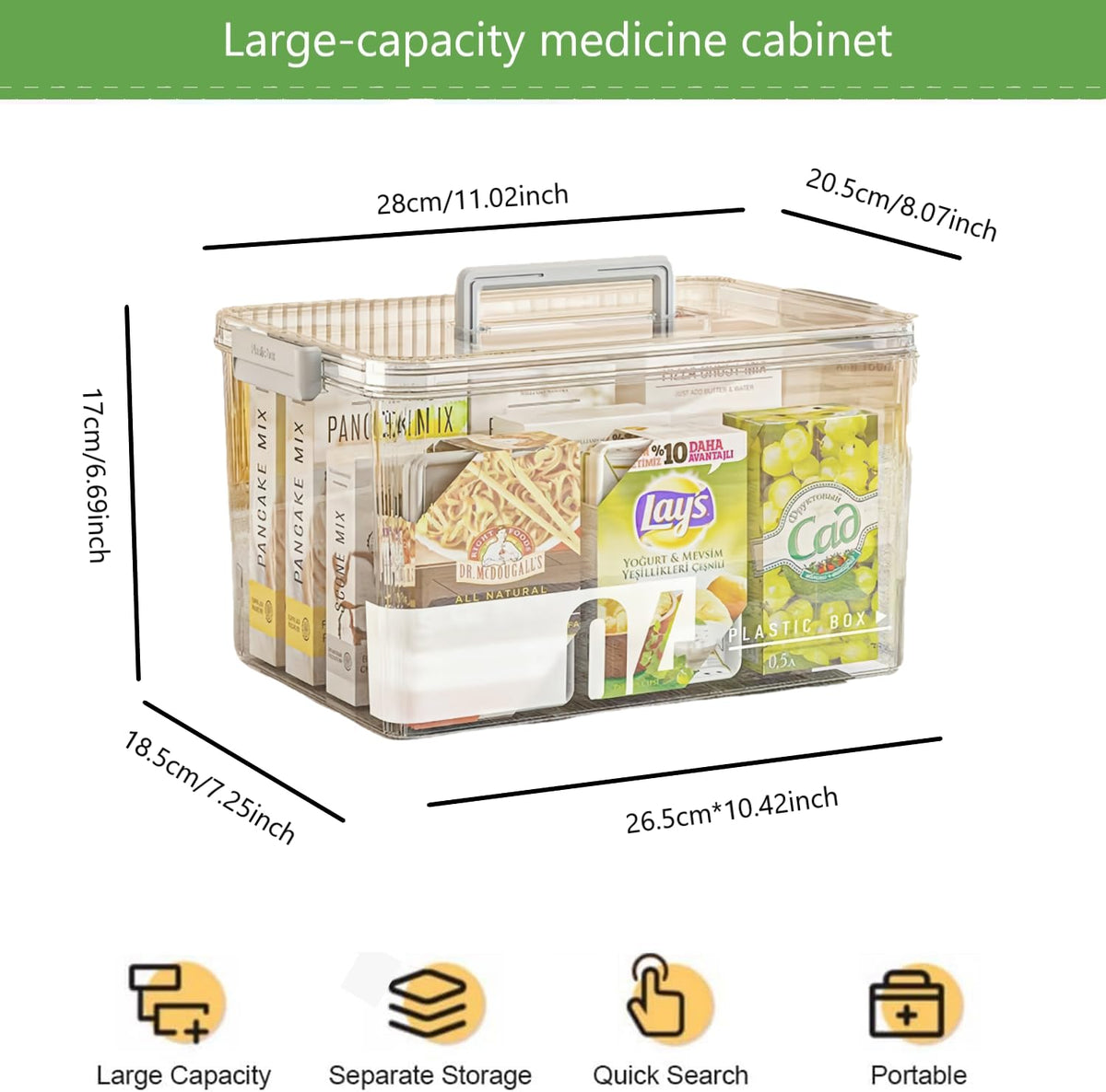 Yongheng Medicine box, Medicine storage Box, Medicine Storage Box Large, Portable with Lid Medication Storage Box - image 2
