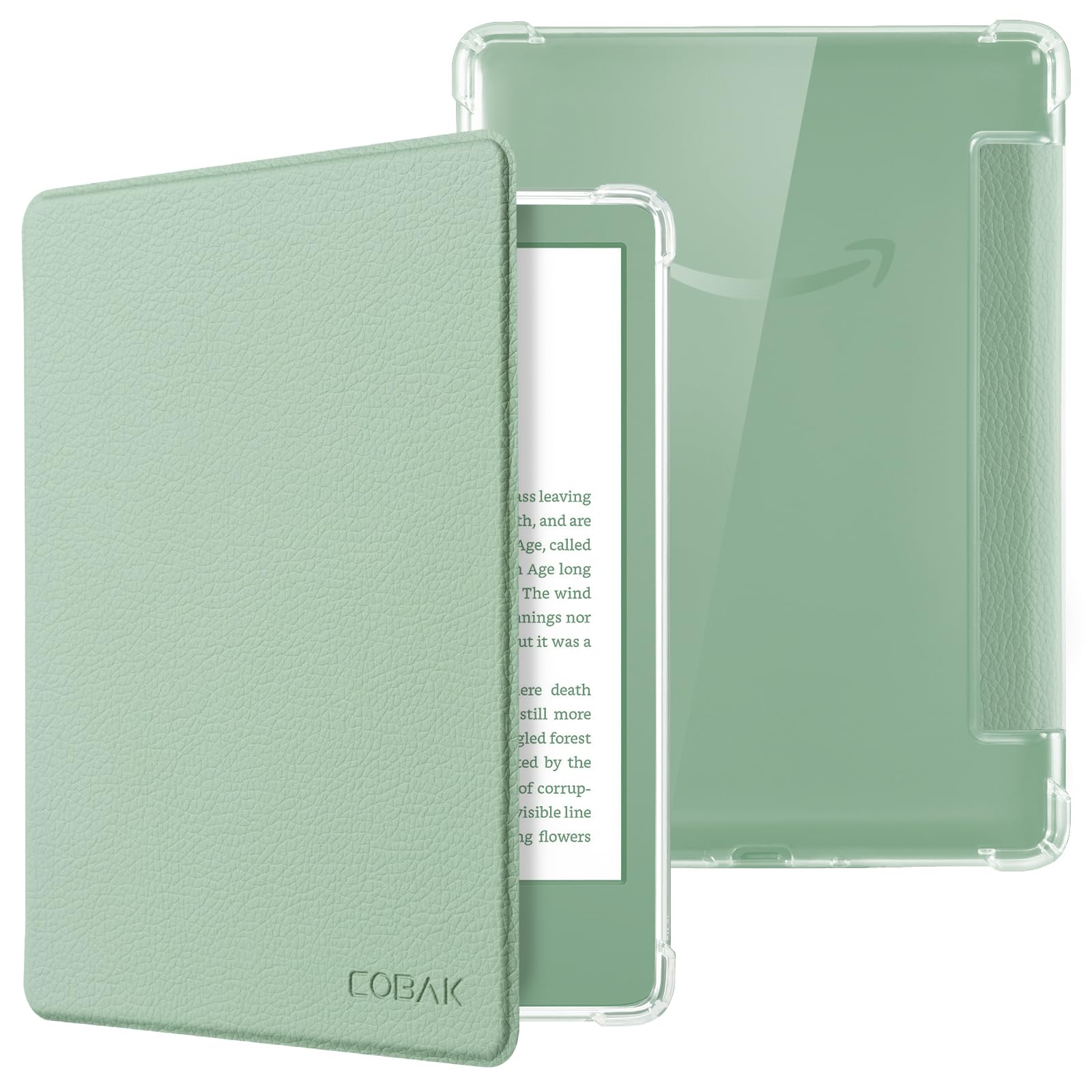 CoBak Kindle 11th Gen Case - Slim Clear TPU Protective Cover, Matcha Green