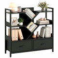 IRONCK Black Bookshelf with 2 Drawers & Wheels, Cube Bookcase 100x32x104 cm - image 1