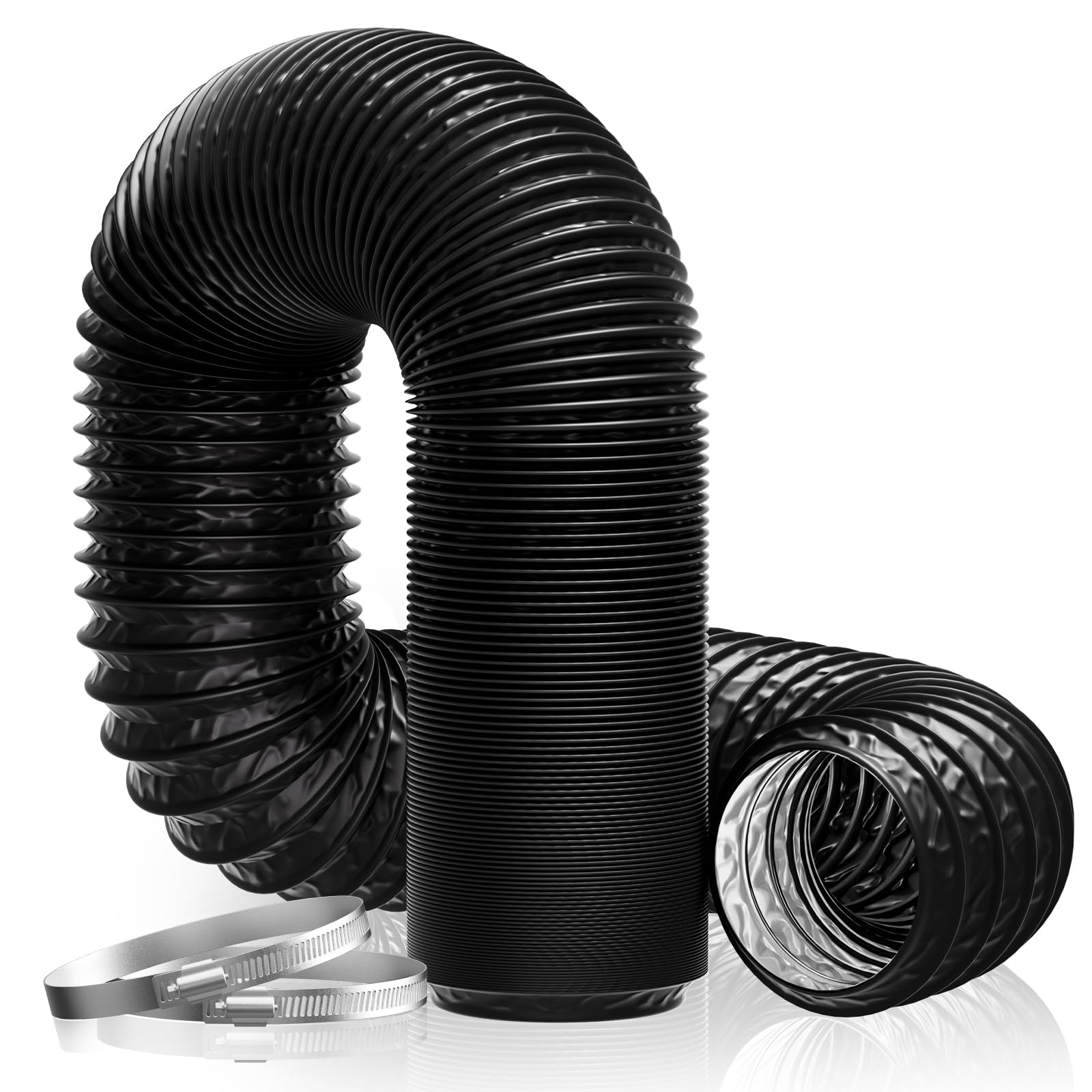 Hon&Guan 150mm Flexible Air Ducting - 5m Black PVC Ventilation Hose