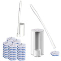 Bfirst Disposable Toilet Bowl Brush Kit | 18in Wand with 40 Refills