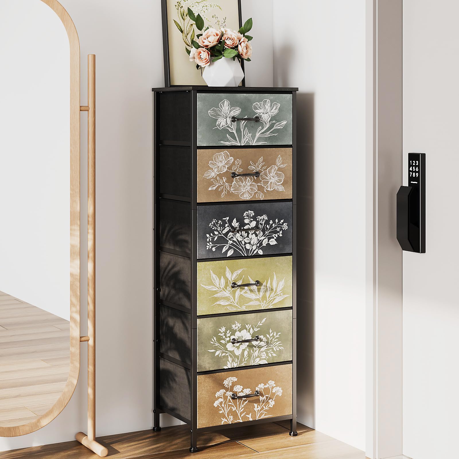Welfuturer Narrow Tall Chest of Drawers | 6 Fabric Drawer Storage Tower