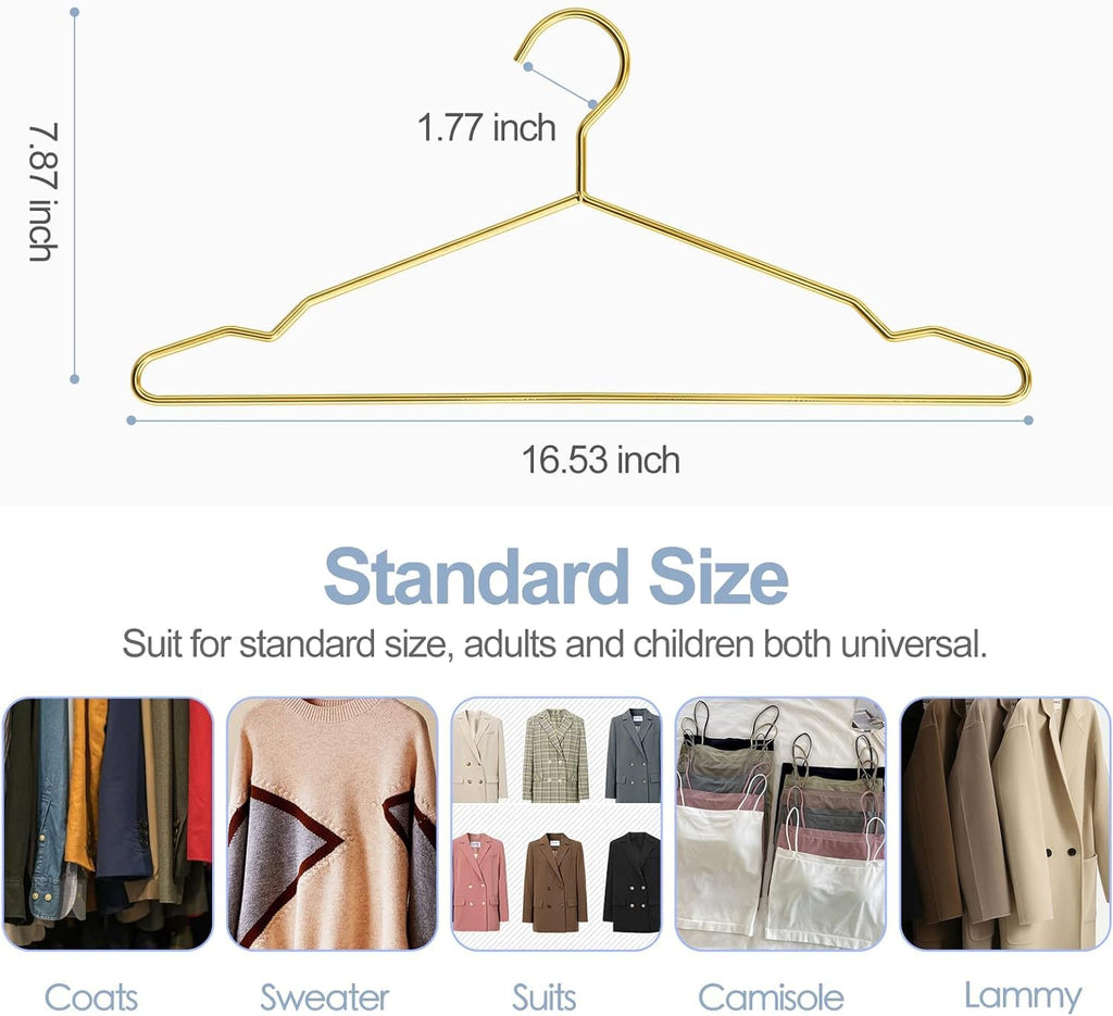 SPECILITE Gold Metal Hangers – 60 Pack Heavy Duty Space Saving 42cm