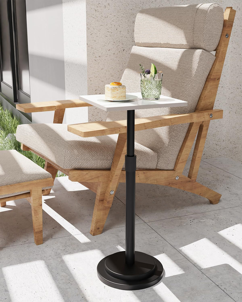 GUOHNHE Square Side Table, Height Adjustable Drink Stand, 1 Pack, White - image 3