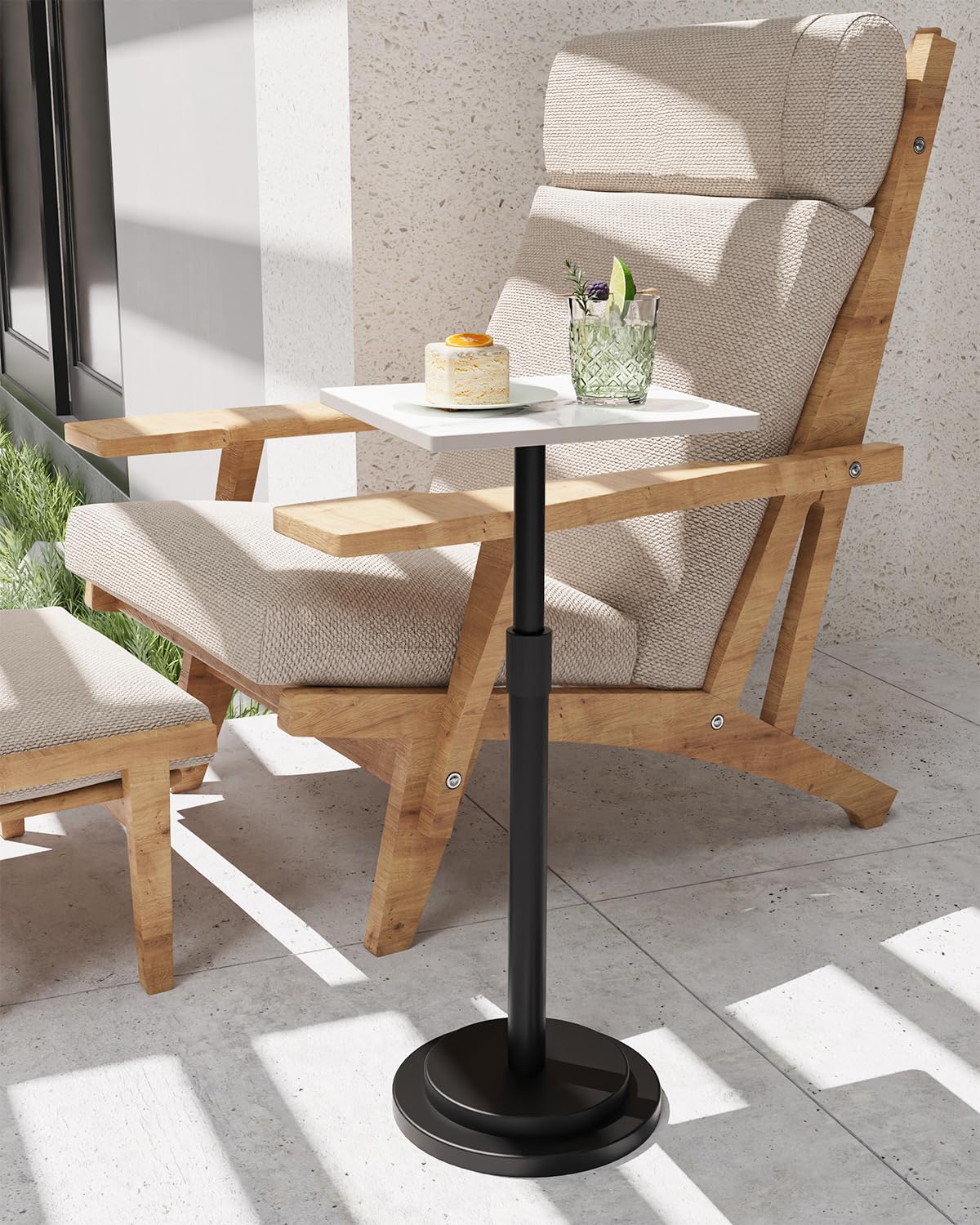 GUOHNHE Square Side Table, Height Adjustable Drink Stand, 1 Pack, White - image 3