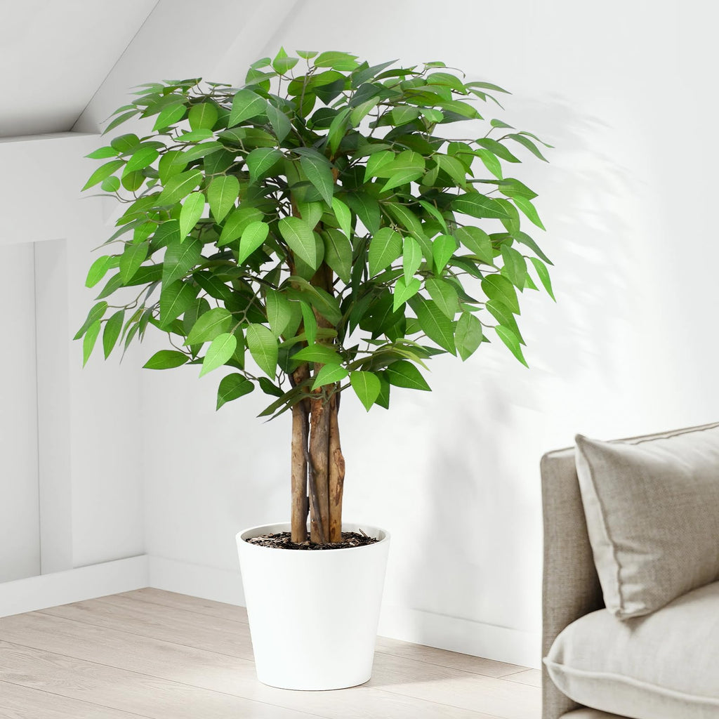 Keeplush 3ft Ficus Artificial Tree | Lifelike Silk Plant with Wood Trunks