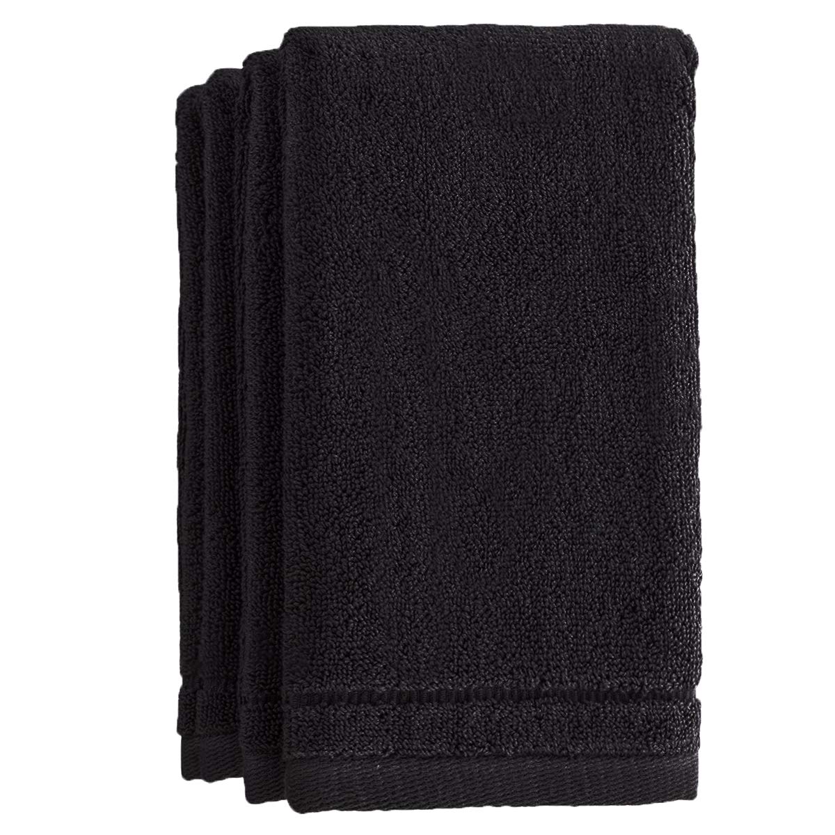 Creative Scents Cotton Fingertip Towels Set Black - 4 Pack - 11 x 18 Inches Decorative Small Extra-Absorbent and Soft Terry Towel for Bathroom - image 1