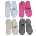 JK Home 4-Pair Coral Fleece Spa Slippers | Washable Open Toe Hotel Shoes