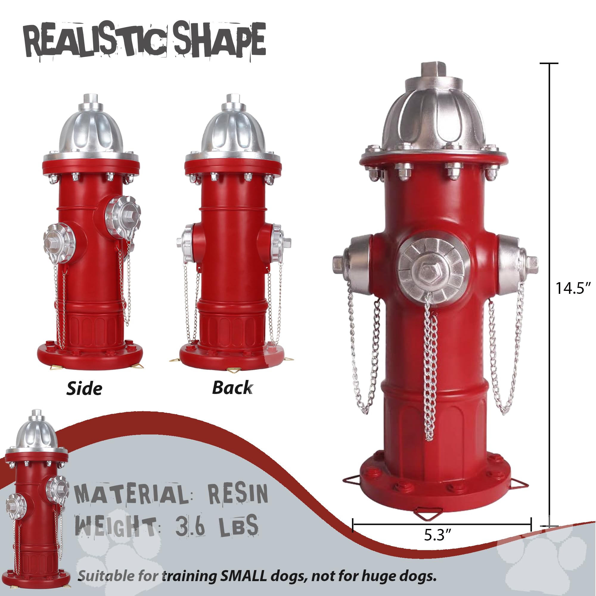Prefdo Dog Fire Hydrant Pee Post – 14.5" Resin Puppy Training Statue