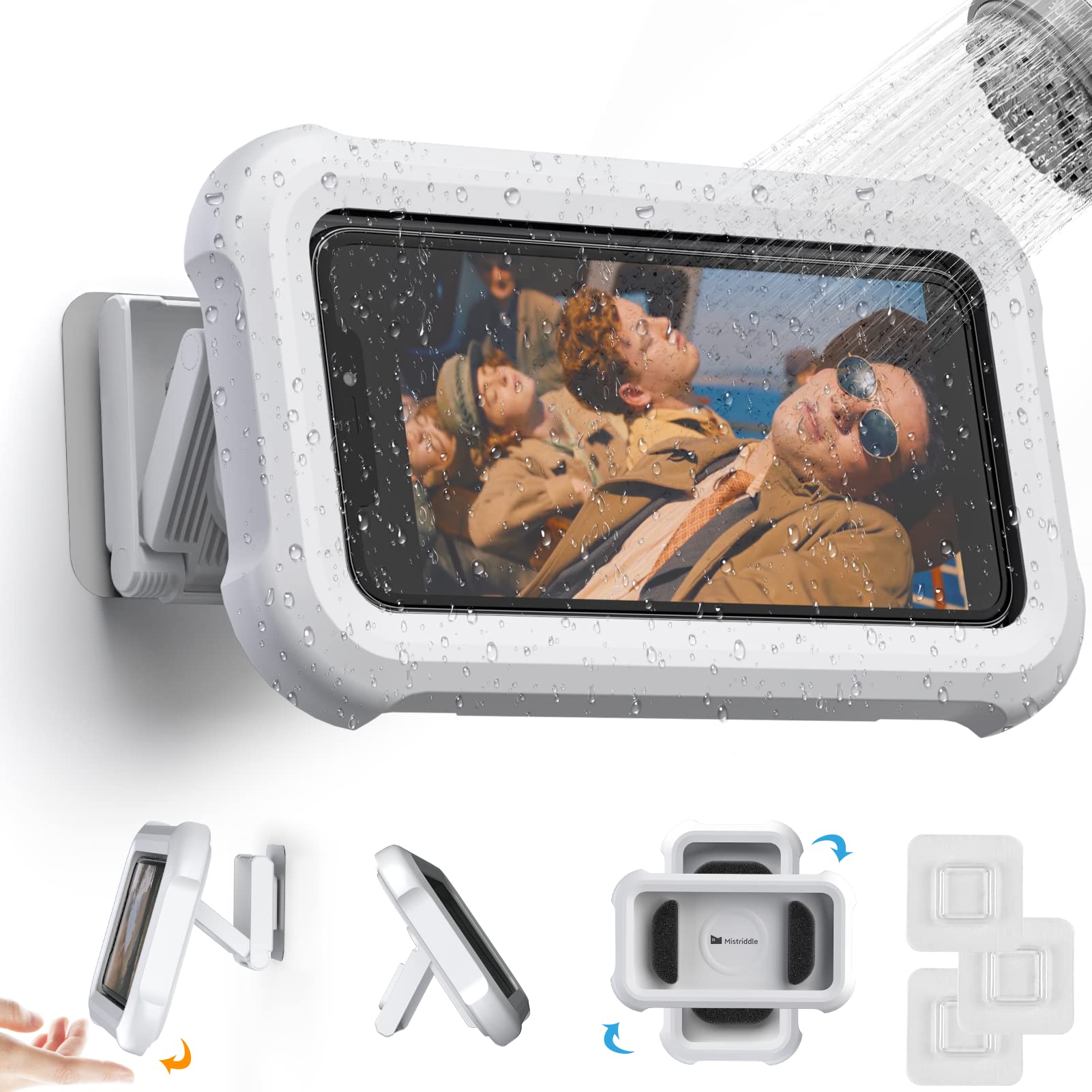 Mistriddle Waterproof Shower Phone Holder | 360° Rotation - White