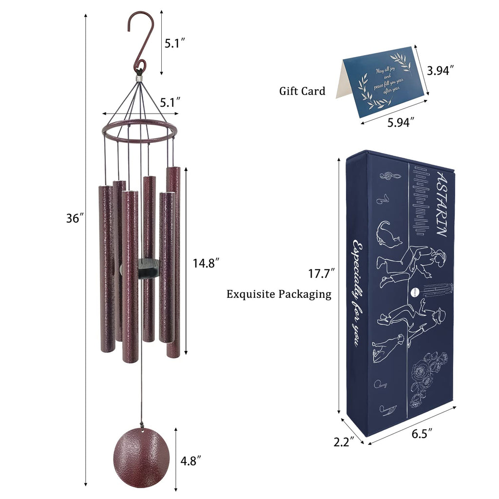 Astarin 36 Inch Memorial Wind Chimes – Deep Tone Metal Sympathy Gift