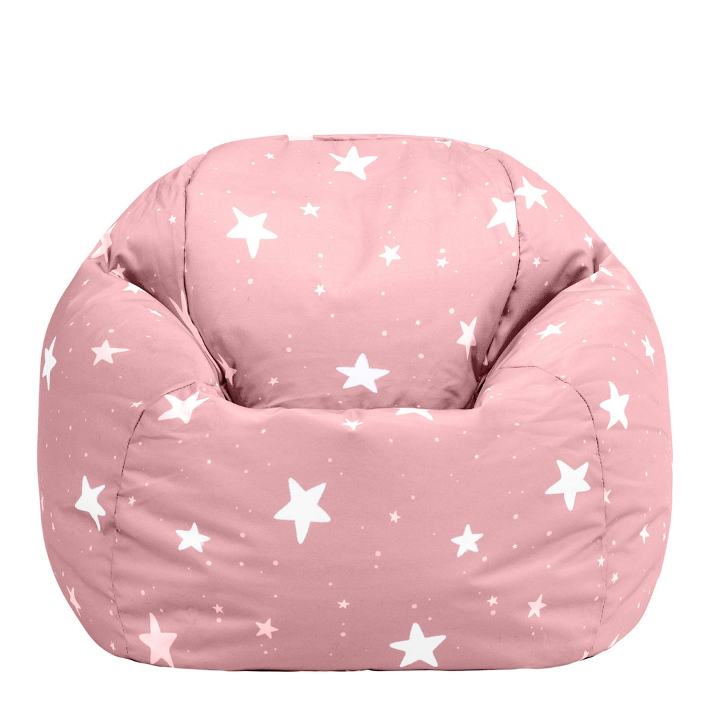 Icon Star Print Kids Bean Bag Chair | Pink Water-Resistant Toddler Seat
