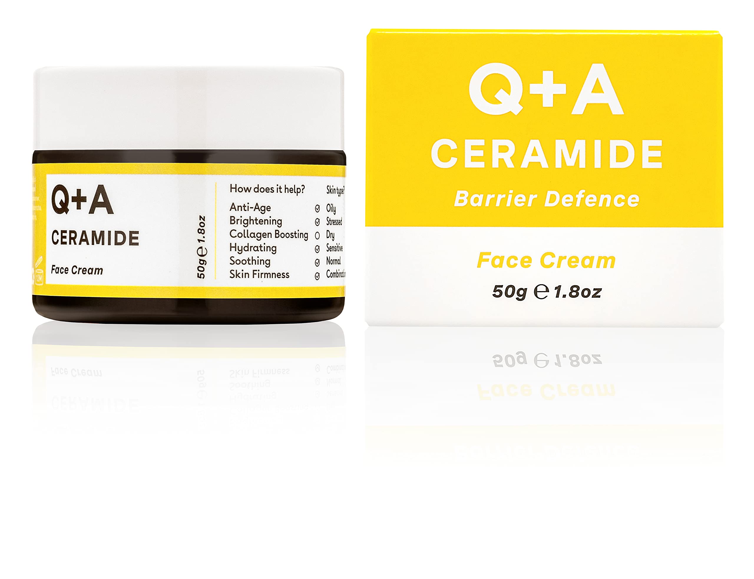 Q+A Ceramide Barrier Defence Face Cream - Hydrating Moisturiser (50g)