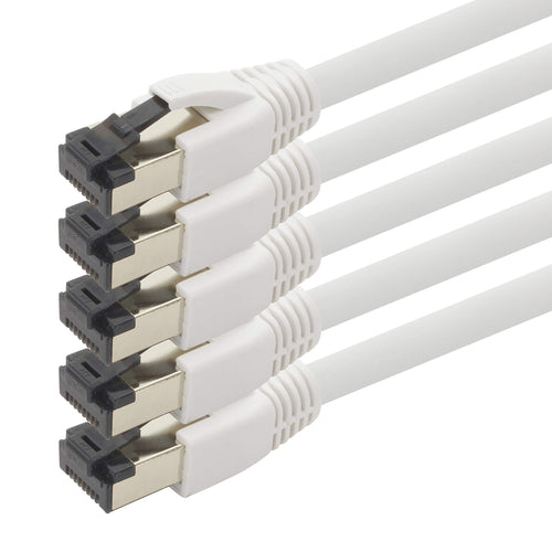 1aTTack.de Cat 8 Ethernet Cable - 3m White 40Gbps 2000MHz LSZH (5 Pack)