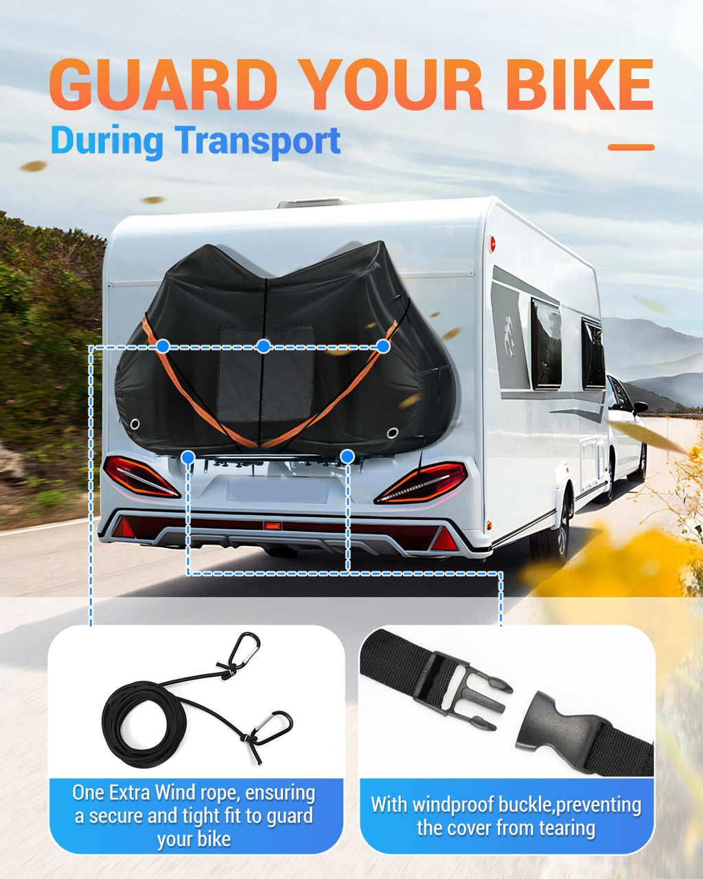SUPAREE 2-Bike Cover | 420D Heavy Duty Waterproof Storage for RV & Car