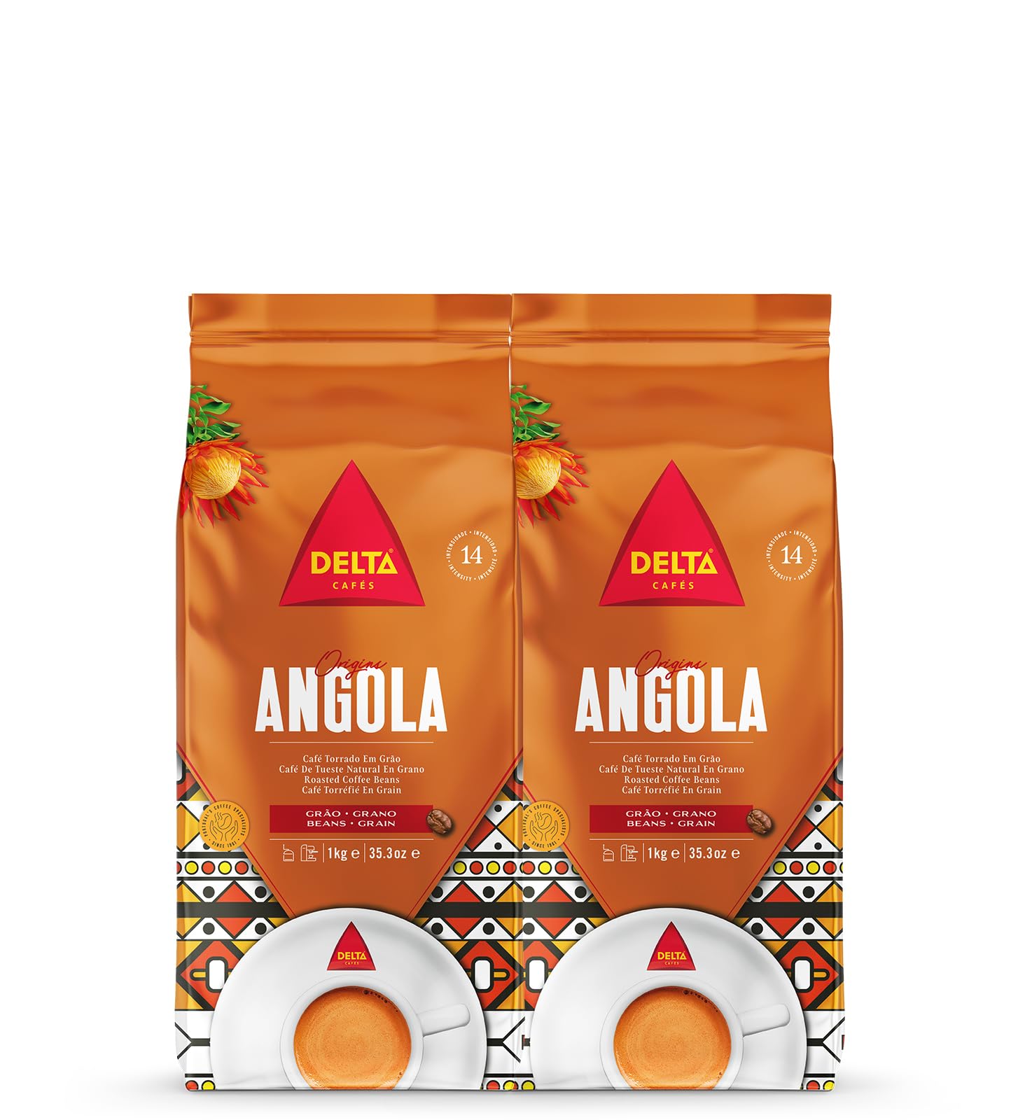 Delta Cafés Angola Coffee Beans – Arabica & Robusta Blend, 1kg (Pack of 2)