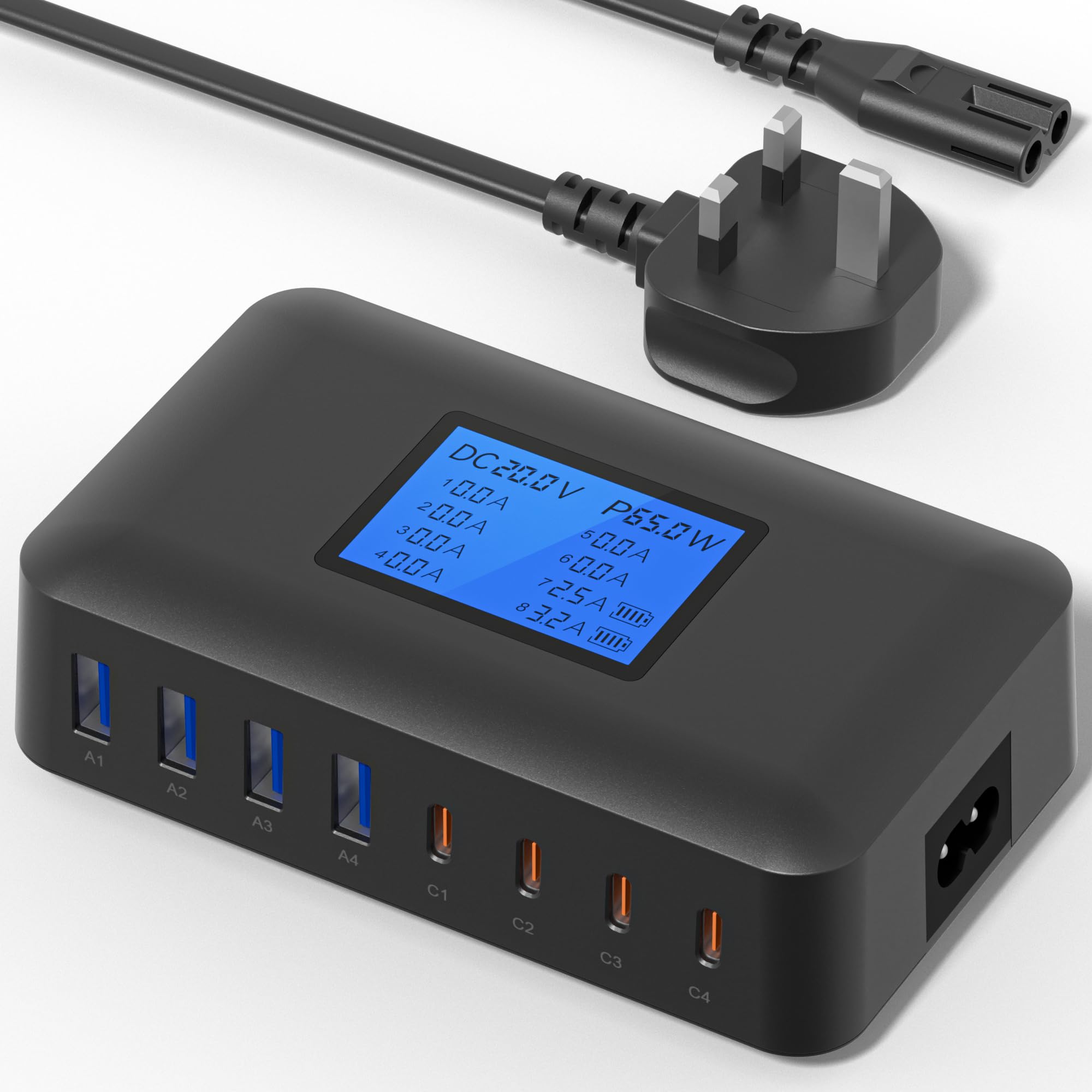 Binamao 200W USB C Charging Station | 8-Port Hub with LCD Screen