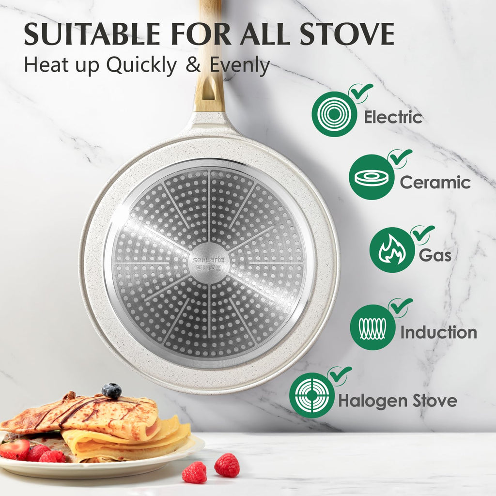 Sensarte 30cm Nonstick Ceramic Crepe Pan – Induction Dosa Tawa Griddle