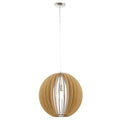 EGLO Cossano Pendant Light – 50cm Vintage Wood & Steel Hanging Lamp