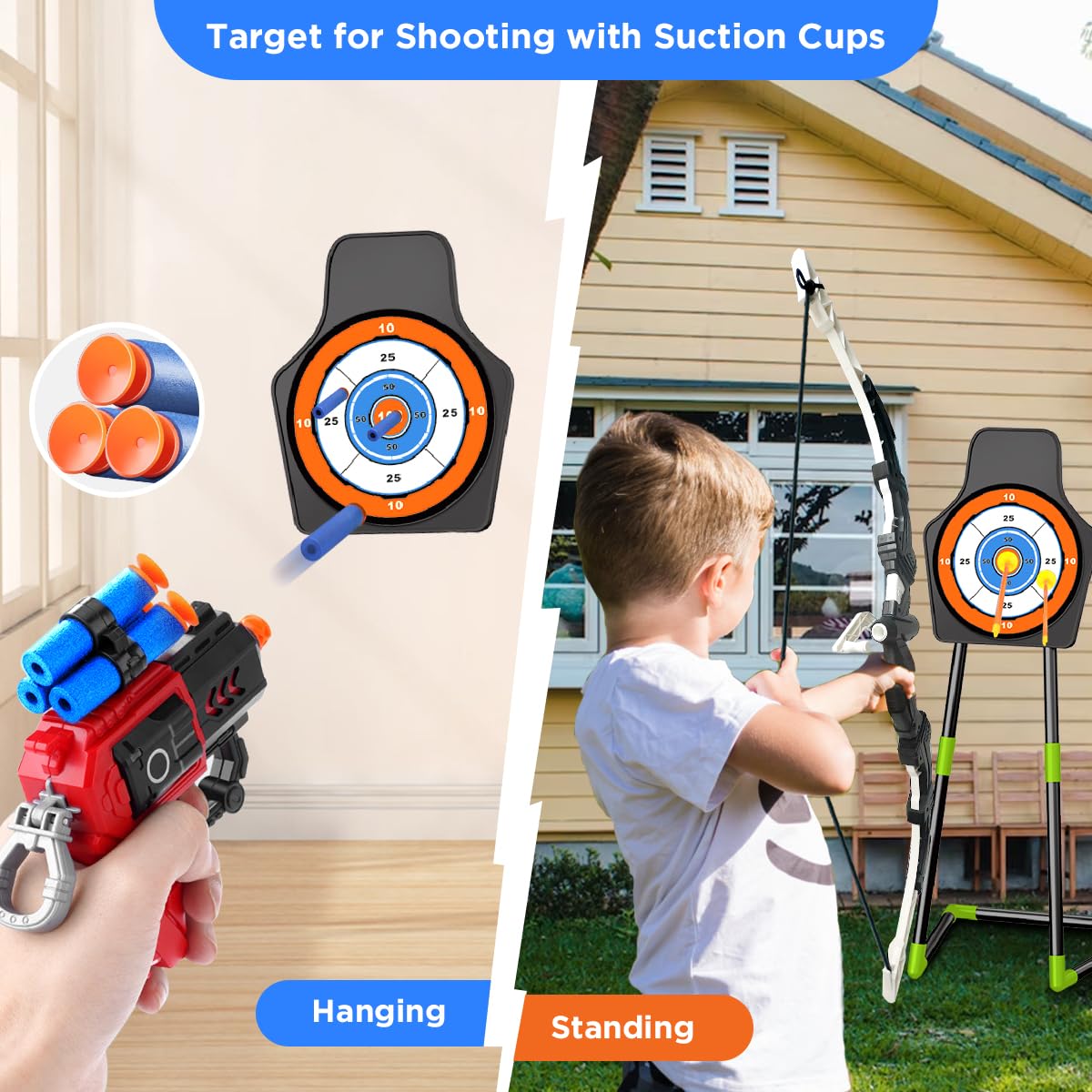VATOS 2-Pack Archery Set for Kids – Light Up Bow and Arrow Toy with Target