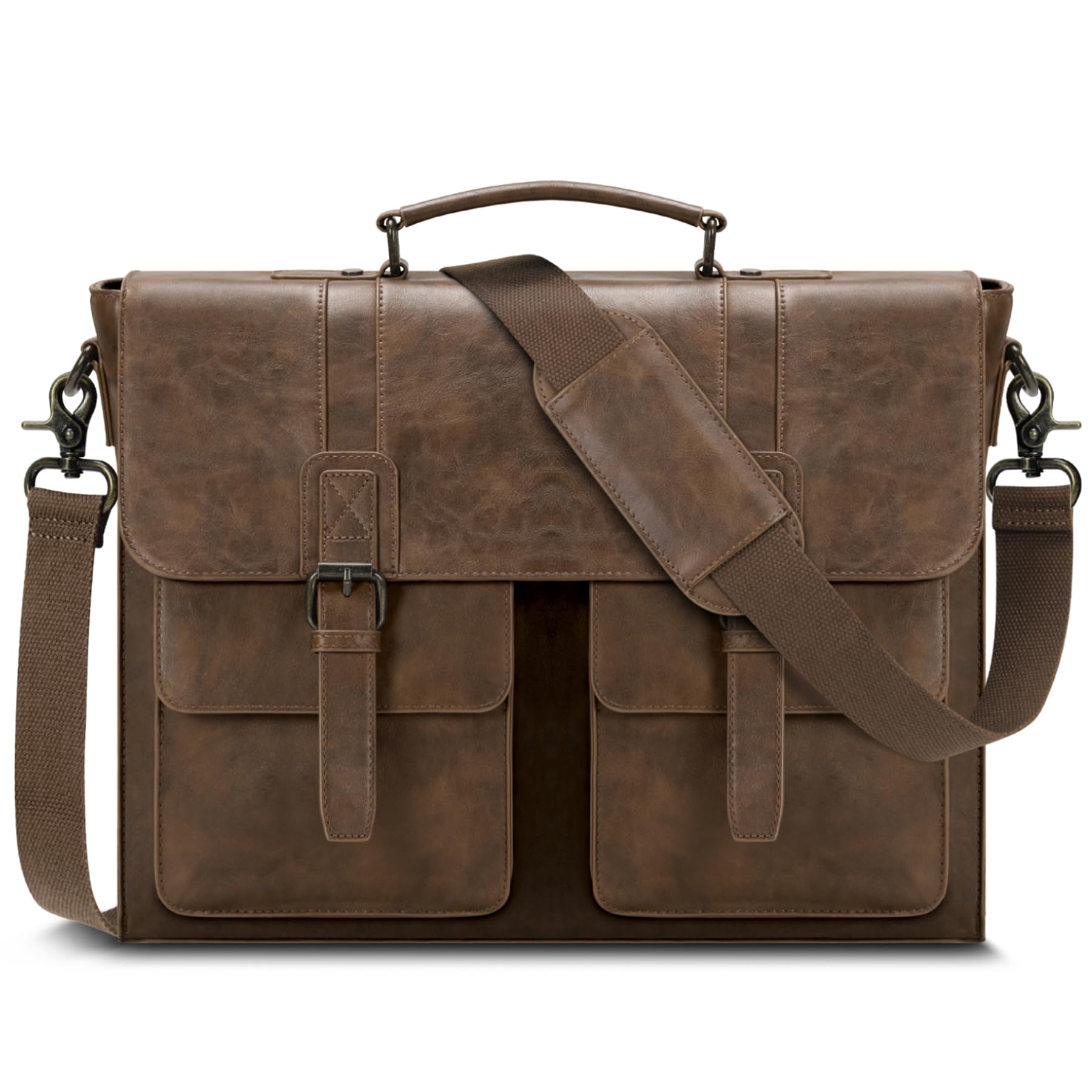 RAINSMORE Messenger Bag – 15.6 Inch Waterproof PU Leather Briefcase