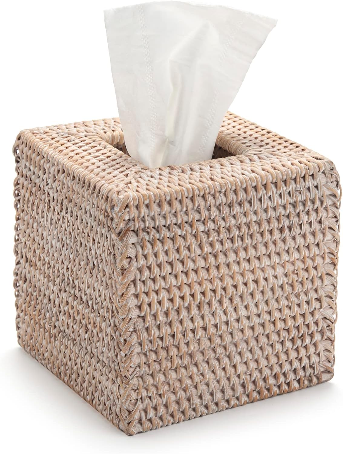 Rattan Tissue Box Cover – Square Woven Wicker Holder