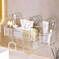 QICAIFACAI Suction Shower Caddy 2-Pack – No-Drill Transparent Storage Rack