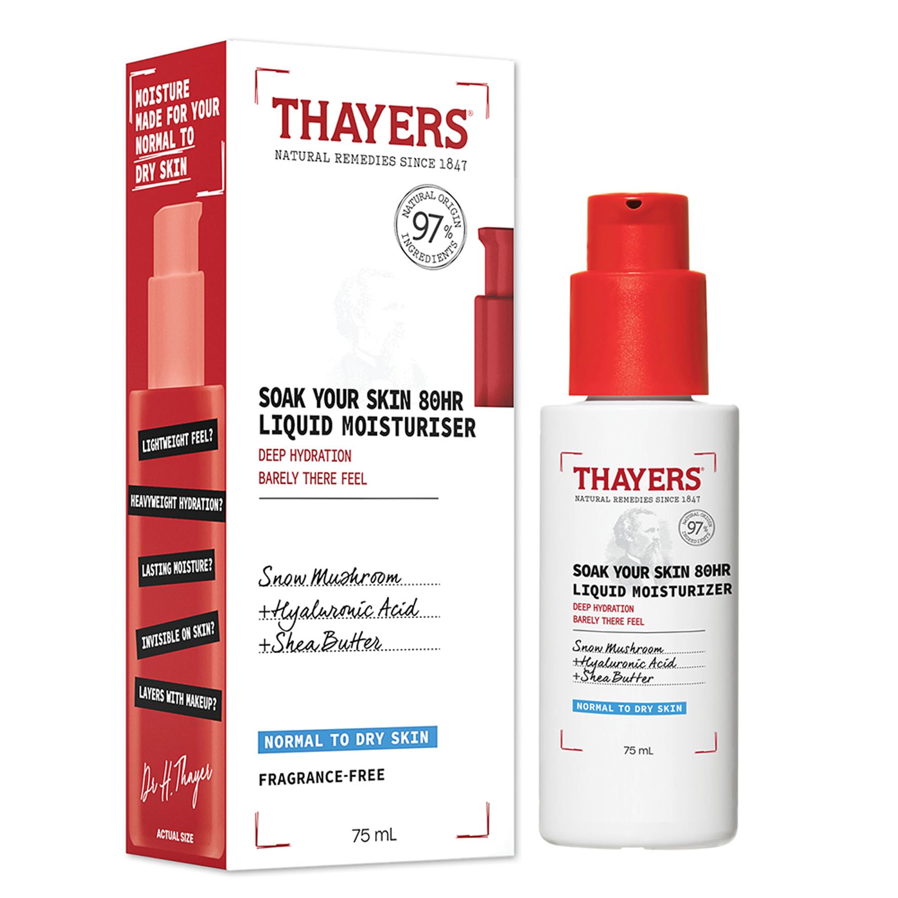 Thayers 80HR Liquid Face Moisturizer with Hyaluronic Acid - 97% Natural