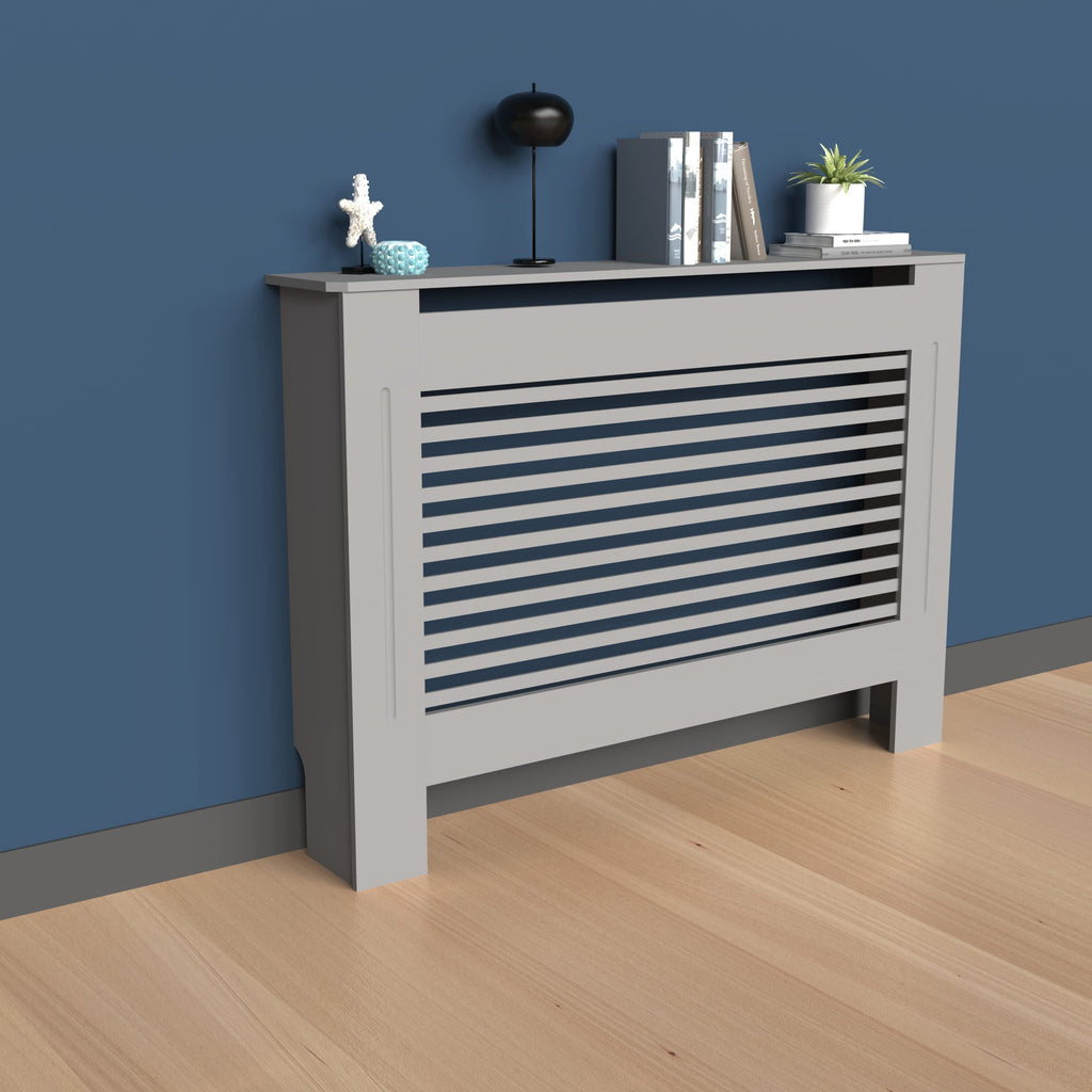 FATIVO Grey Radiator Cover – 92cm Tall Modern MDF Wood Heater Cabinet