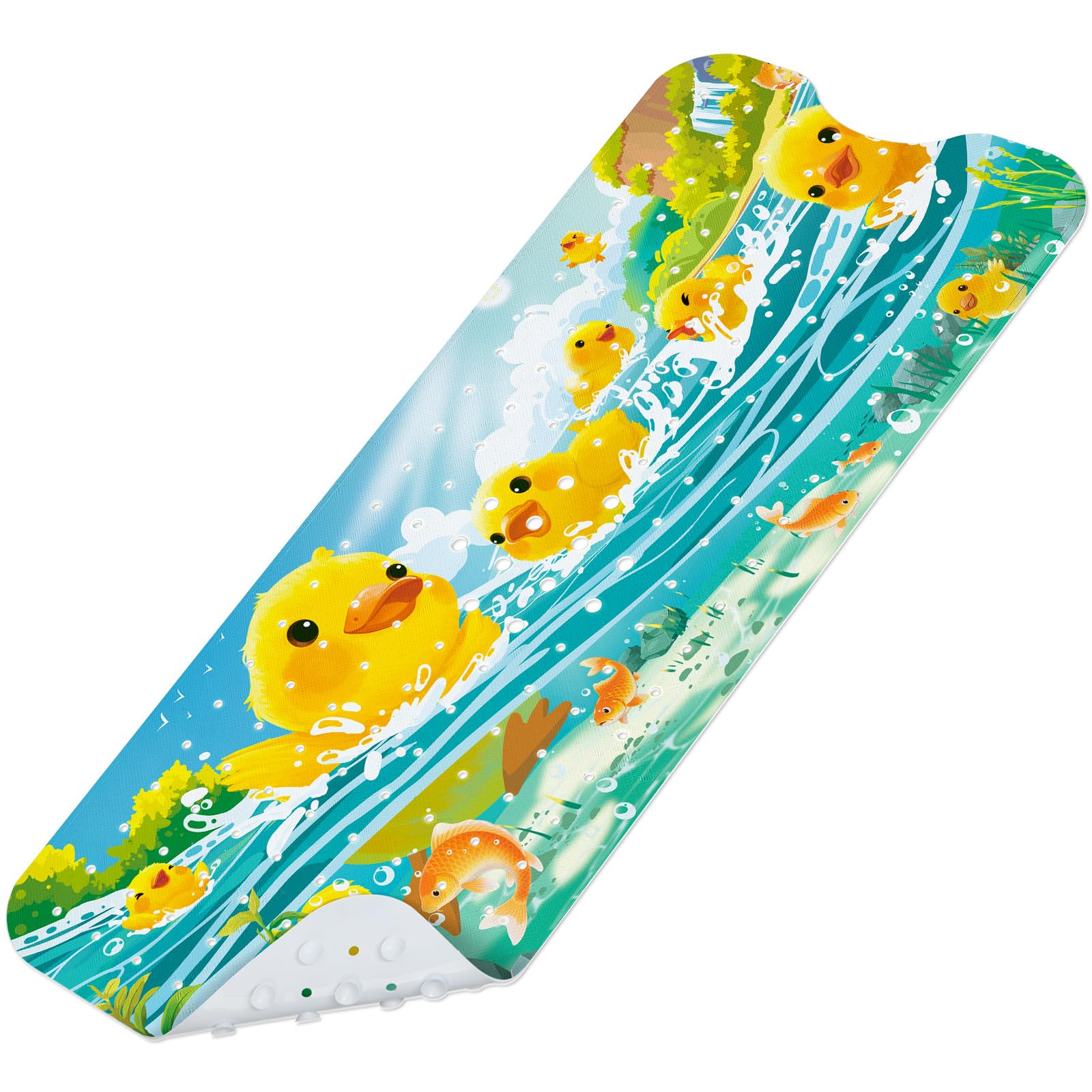 SHUCHING Yellow Duck Kids Bath Mat | Extra Long 100x40cm Non-Slip PVC